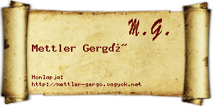 Mettler Gergő névjegykártya